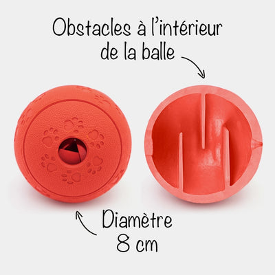 Balle à croquettes pour chien anti glouton avec obstacles