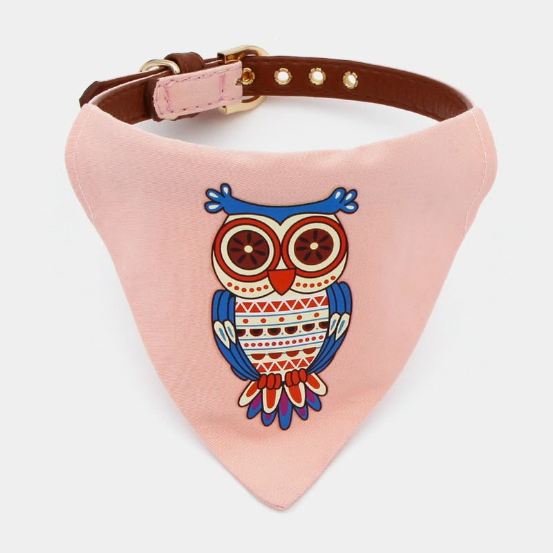 Collier bandana pour chien foulard chouette