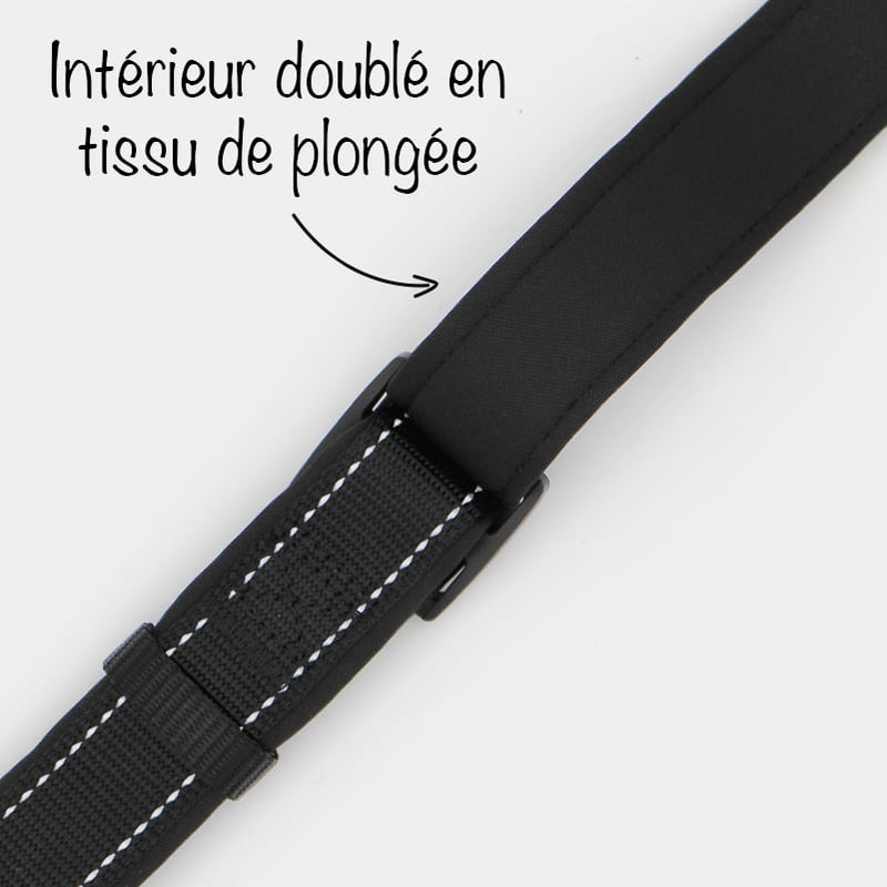 collier sport noir réfléchissant en nylon avec clip pour chien et chiot