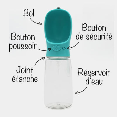 Gourde d’eau portable pour chien de randonnée, promenade ou voyage